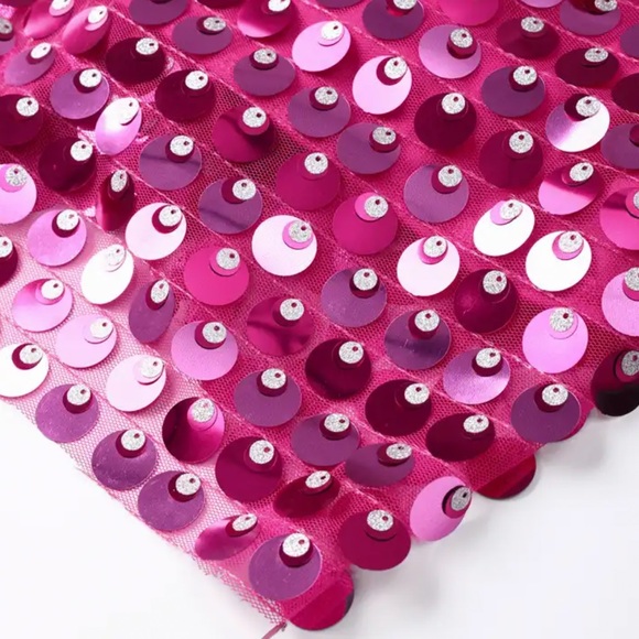 NEW to CASA B | Zephyr Sequin Midi Dress in Fuchsia Pink - Picture 10 of 12